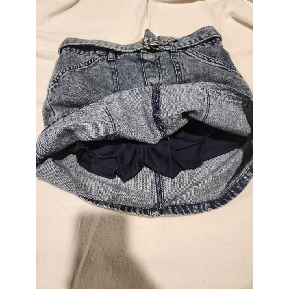 Y2K Justice Brand Acid Wash Denim Girls Size 14 Skirt  Built In Shorts